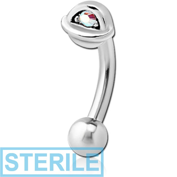 STERILE SURGICAL STEEL JEWELLED FANCY CURVED MICRO BARBELL - HALF OPEN EYE