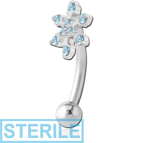 STERILE SURGICAL STEEL JEWELLED FANCY CURVED MICRO BARBELL - SNOWFLAKE