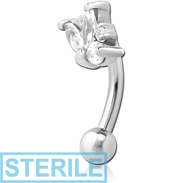 STERILE SURGICAL STEEL JEWELLED FANCY CURVED MICRO BARBELL