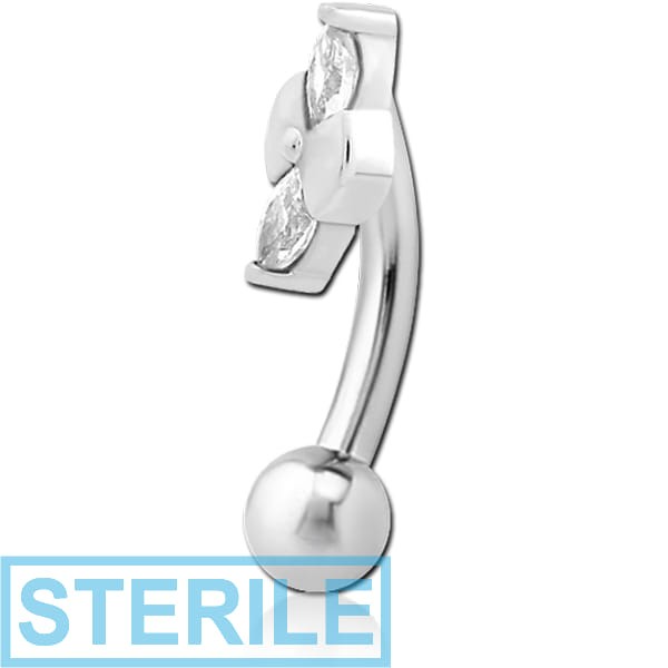 STERILE SURGICAL STEEL JEWELLED FANCY CURVED MICRO BARBELL - BOW TIE