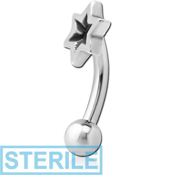 STERILE SURGICAL STEEL JEWELLED FANCY CURVED MICRO BARBELL - STAR INDENT