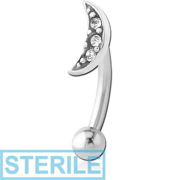 STERILE SURGICAL STEEL JEWELLED FANCY CURVED MICRO BARBELL - CRESCENT 3 GEMS