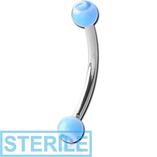STERILE SURGICAL STEEL CURVED MICRO BARBELL WITH UV ACRYLIC SPIRAL BALLS
