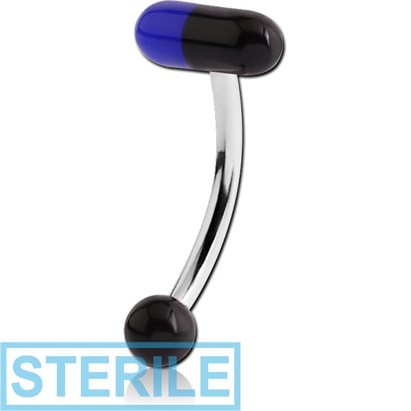 STERILE SURGICAL STEEL CURVED MICRO BARBELL WITH UV ACRYLIC CAPSULE