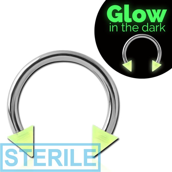 STERILE SURGICAL STEEL MICRO CIRCULAR BARBELL WITH UV GLOW IN DARK CONES