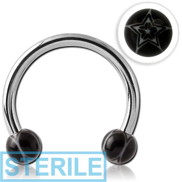 STERILE SURGICAL STEEL MICRO CIRCULAR BARBELL WITH UV ACRYLIC STAR BALLS