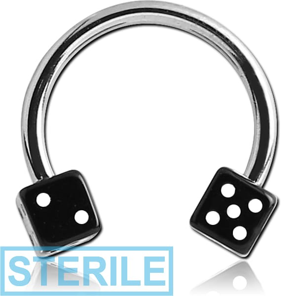 STERILE SURGICAL STEEL MICRO CIRCULAR BARBELL WITH UV ACRYLIC DICES
