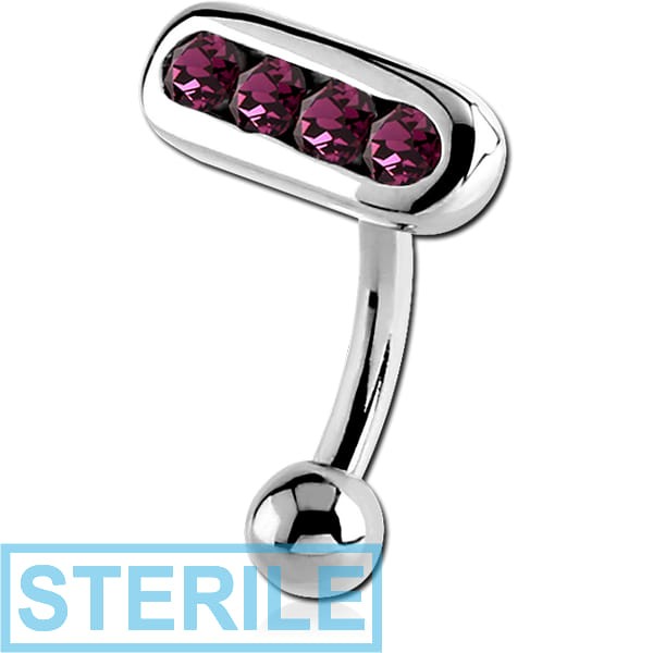 STERILE SURGICAL STEEL JEWELLED EYEBROW BANANA