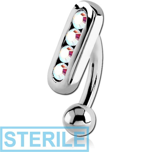 STERILE SURGICAL STEEL JEWELLED EYEBROW BANANA