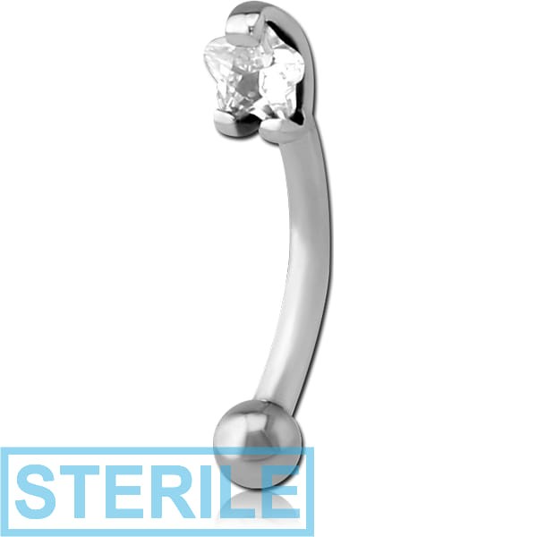 STERILE SURGICAL STEEL JEWELLED EYEBROW BANANA (FLOWER 3 MM)