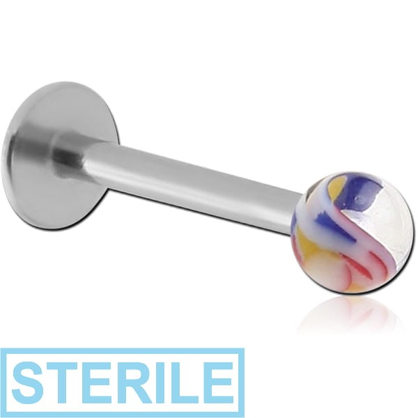STERILE SURGICAL STEEL MICRO LABRET WITH UV JAW BREAKER BALL