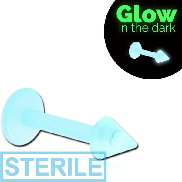 STERILE UV ACRYLIC FLEXIBLE MICRO LABRET WITH GLOW IN THE DARK CONE