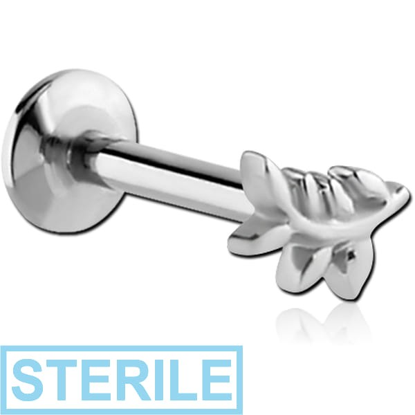 STERILE SURGICAL STEEL MICRO LABRET WITH ATTACHMENT - TREE BRANCH