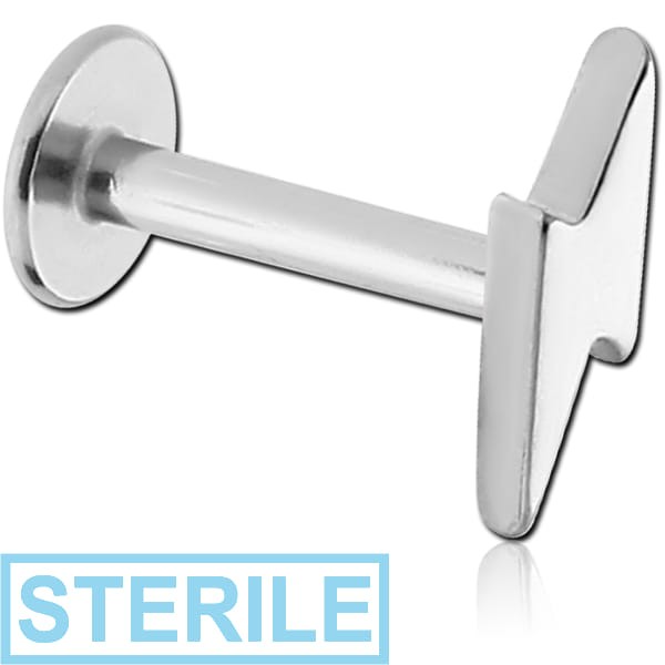 STERILE SURGICAL STEEL MICRO LABRET WITH ATTACHMENT - LIGHTNING
