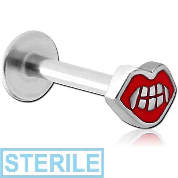 STERILE SURGICAL STEEL MICRO LABRET WITH ATTACHMENT - TEETH