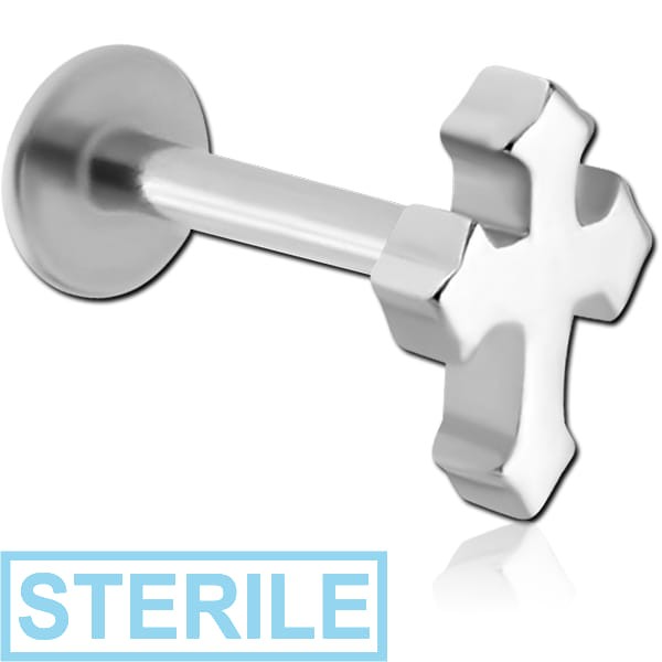 STERILE SURGICAL STEEL MICRO LABRET WITH ATTACHMENT - CROSS