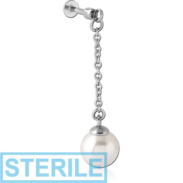 STERILE SURGICAL STEEL TRAGUS MICRO LABRET WITH JEWELLED CHARM - CIRCLE
