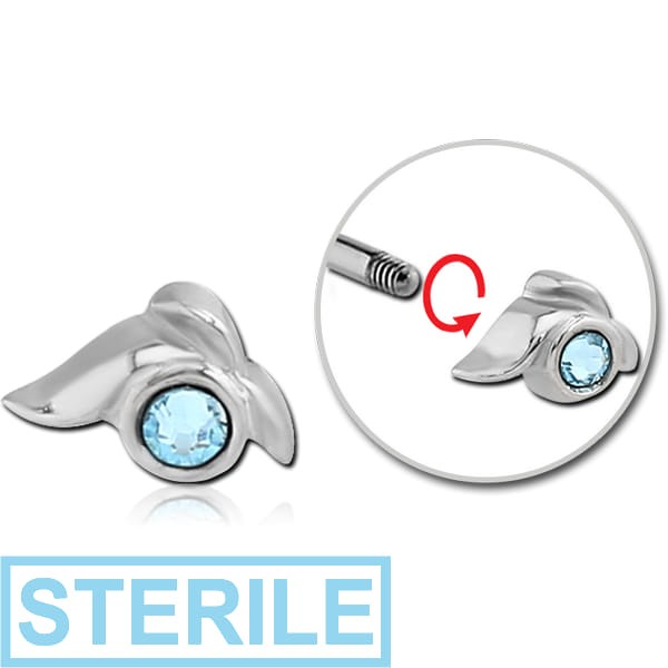 STERILE SURGICAL STEEL MICRO THREADED SWAROVSKI CRYSTAL JEWELLED ATTACHMENT