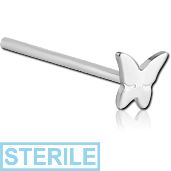 STERILE SURGICAL STEEL STRAIGHT NOSE STUD - BUTTERFLY