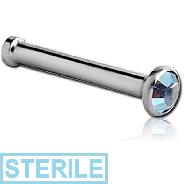 STERILE SURGICAL STEEL OPTIMA CRYSTAL JEWELLED NOSE BONE WITH SET STONE