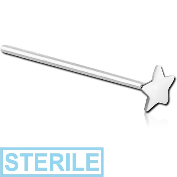 STERILE STERLING SILVER 925 STAR STRAIGHT NOSE STUD