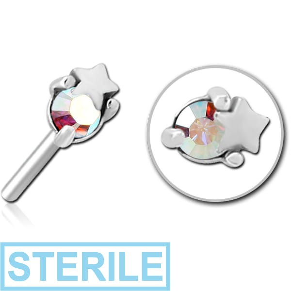 STERILE SURGICAL STEEL JEWELLED THREADLESS ATTACHMENT - STAR AND GEM