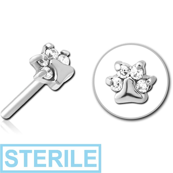 STERILE SURGICAL STEEL JEWELLED THREADLESS ATTACHMENT - ANIMAL PAW