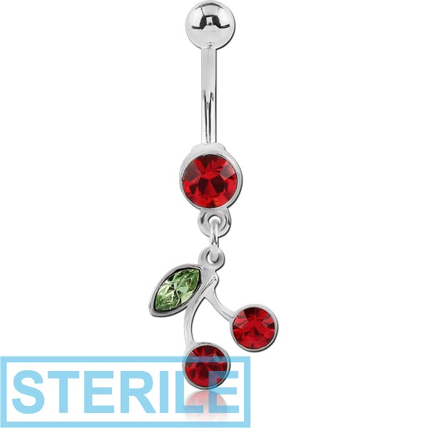 STERILE RHODIUM PLATED JEWELLED FASHION NAVEL BANANA