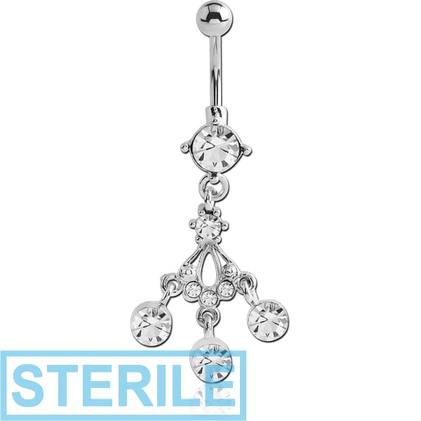 STERILE RHODIUM PLATED JEWELLED FASHION NAVEL BANANA