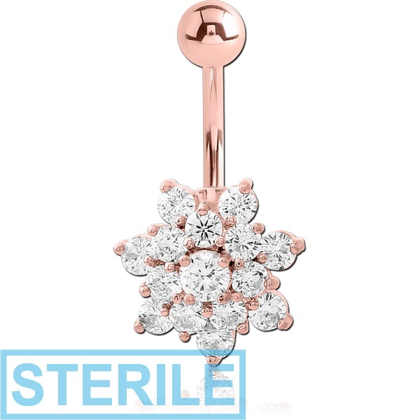 STERILE ROSE GOLD PVD COATED BRASS JEWELLED SNOWFLAKE NAVEL BANANA