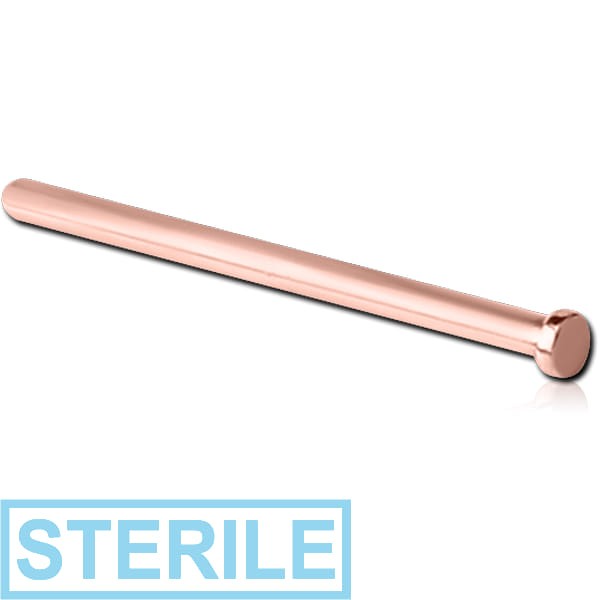 STERILE ROSE GOLD PVD COATED SURGICAL STEEL STRAIGHT DISC NOSE STUD 15MM