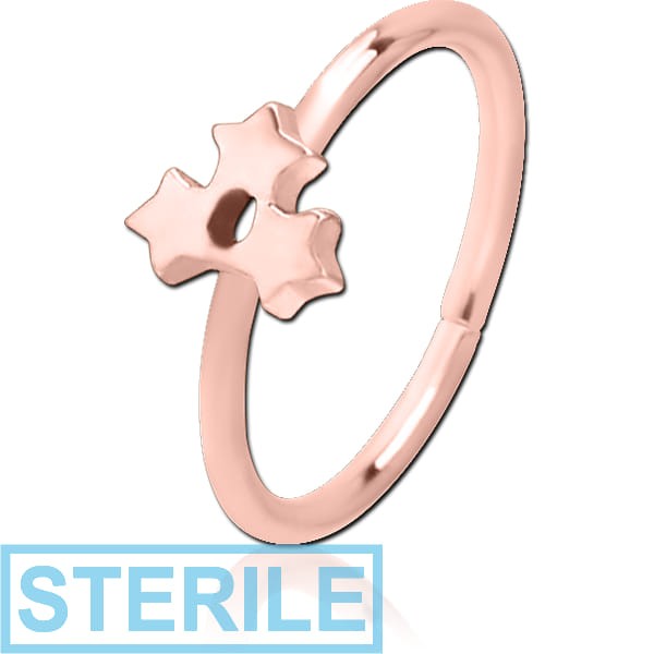 STERILE ROSE GOLD PVD COATED SURGICAL STEEL SEAMLESS RING - TRIPLE STAR