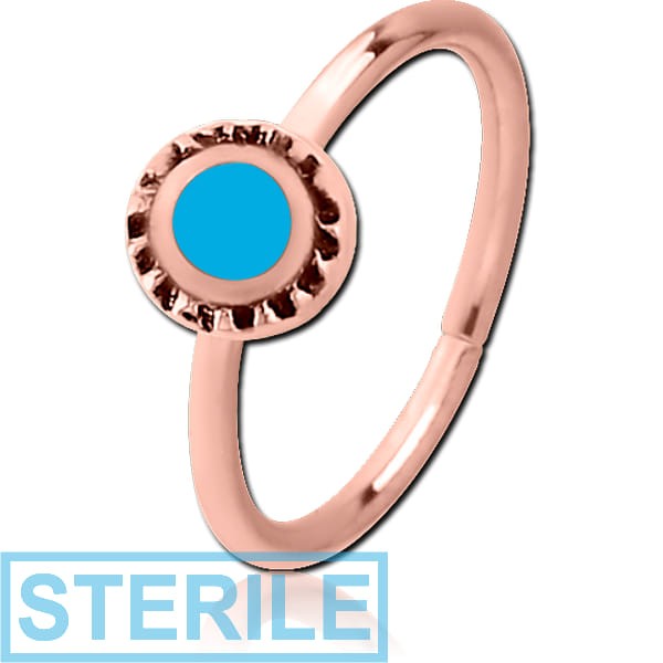 STERILE ROSE GOLD PVD COATED SURGICAL STEEL SEAMLESS RING WITH ENAMEL - CIRCLE