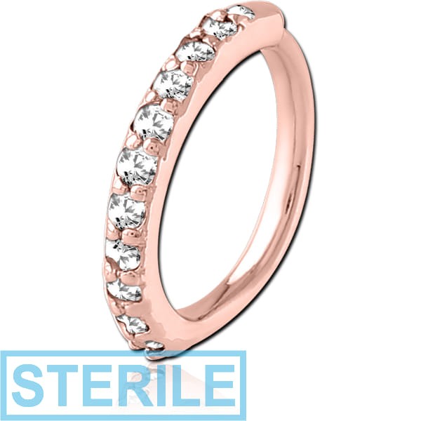 STERILE ROSE GOLD PVD COATED SURGICAL STEEL JEWELLED SEAMLESS RING