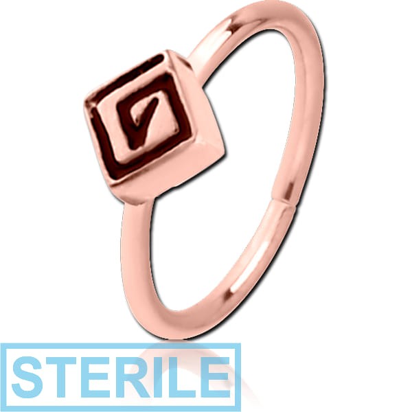 STERILE ROSE GOLD PVD COATED SURGICAL STEEL SEAMLESS RING - RHOMBUS