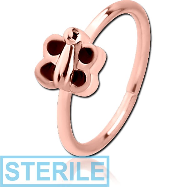 STERILE ROSE GOLD PVD COATED SURGICAL STEEL SEAMLESS RING - BUTTERFLY