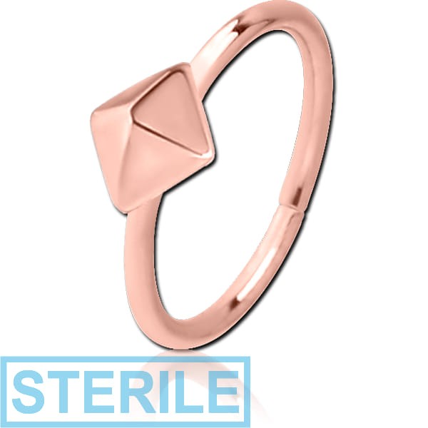 STERILE ROSE GOLD PVD COATED SURGICAL STEEL SEAMLESS RING - PYRAMID