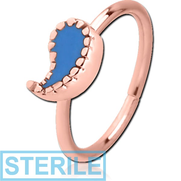 STERILE ROSE GOLD PVD COATED SURGICAL STEEL SEAMLESS RING WITH ENAMEL - APOSTROPHE