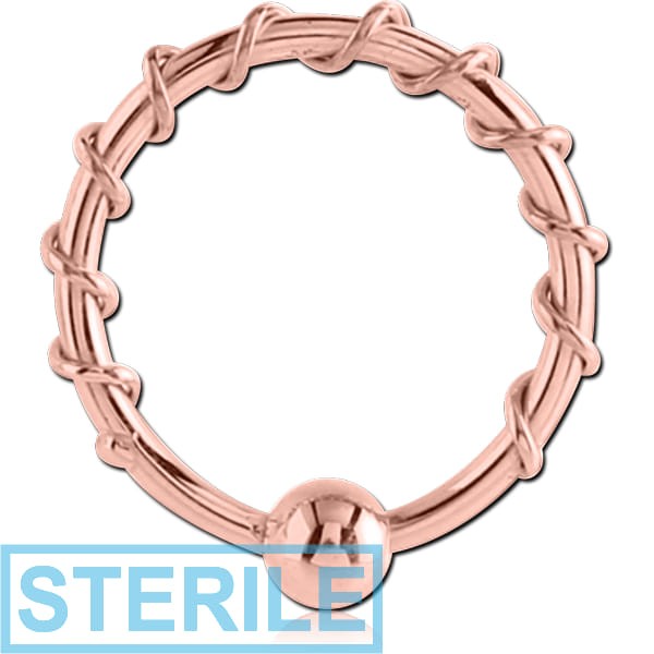 STERILE ROSE GOLD PVD COATED SURGICAL STEEL FIXED BEAD RING