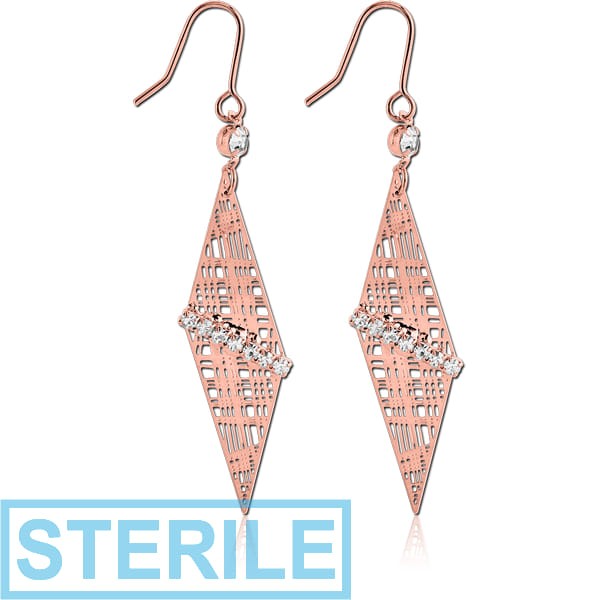 STERILE ROSE GOLD PVD COATED BRASS EARRINGS PAIR