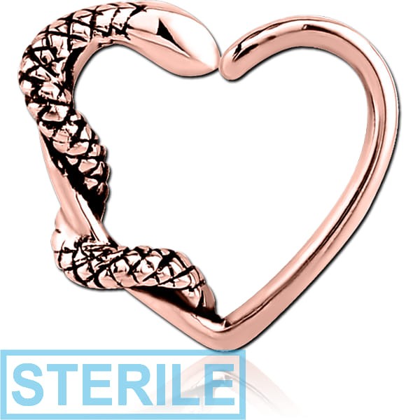STERILE ROSE GOLD PVD COATED SURGICAL STEEL OPEN HEART SEAMLESS RING