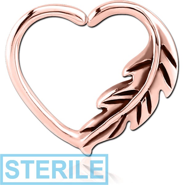 STERILE ROSE GOLD PVD COATED SURGICAL STEEL OPEN HEART SEAMLESS RING