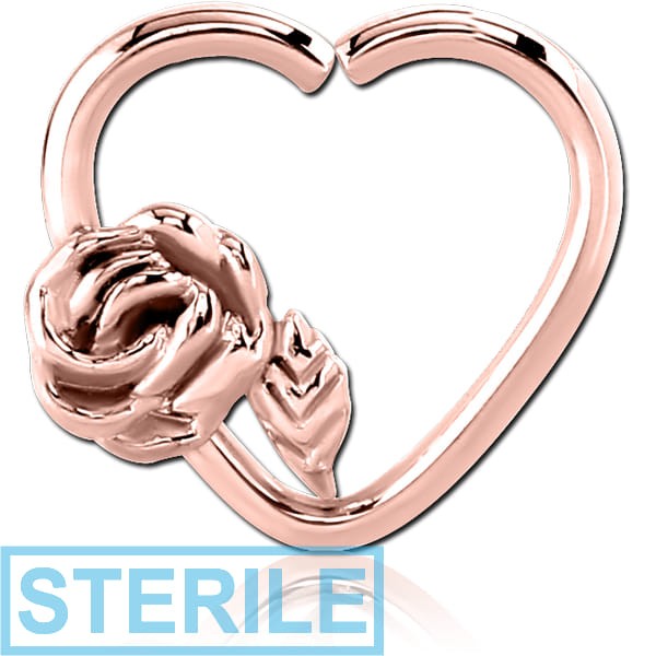 STERILE ROSE GOLD PVD COATED SURGICAL STEEL OPEN HEART SEAMLESS RING