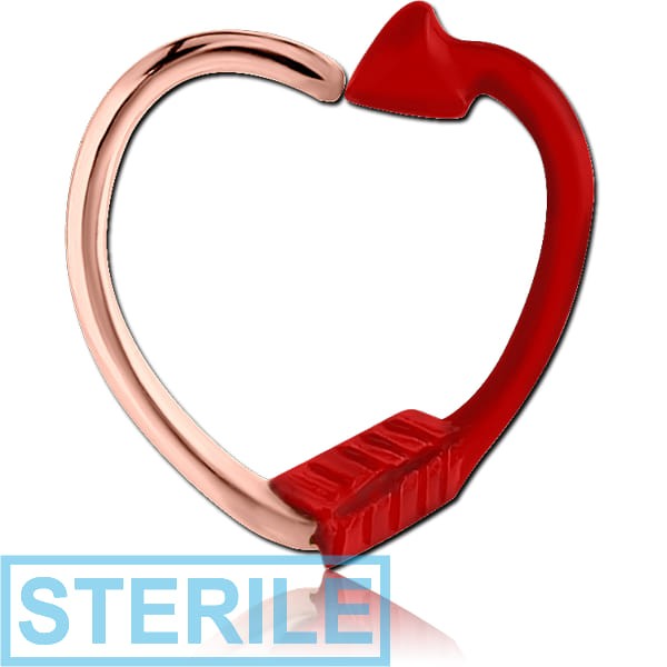 STERILE ROSE GOLD PVD COATED SURGICAL STEEL OPEN HEART SEAMLESS RING