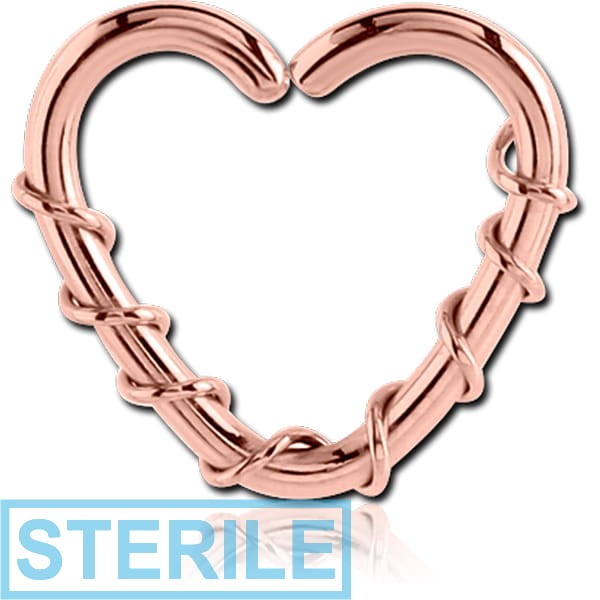 STERILE ROSE GOLD PVD COATED SURGICAL STEEL OPEN HEART SEAMLESS RING