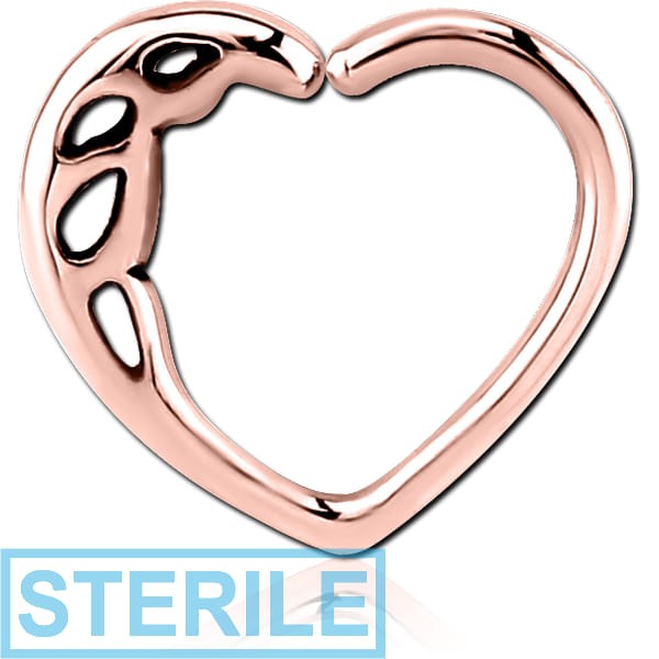 STERILE ROSE GOLD PVD COATED SURGICAL STEEL OPEN HEART SEAMLESS RING