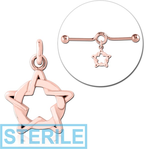 STERILE ROSE GOLD PVD COATED SURGICAL STEEL CHARM FOR INDUSTRIAL BARBELL