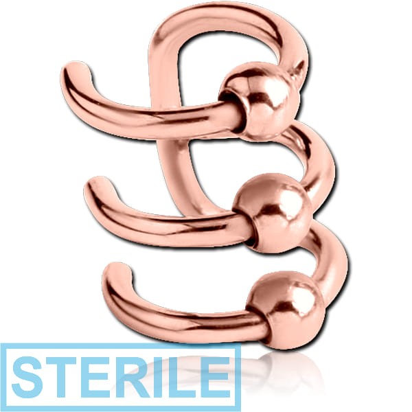 STERILE ROSE GOLD PVD COATED SURGICAL STEEL ILLUSION EAR CUFF