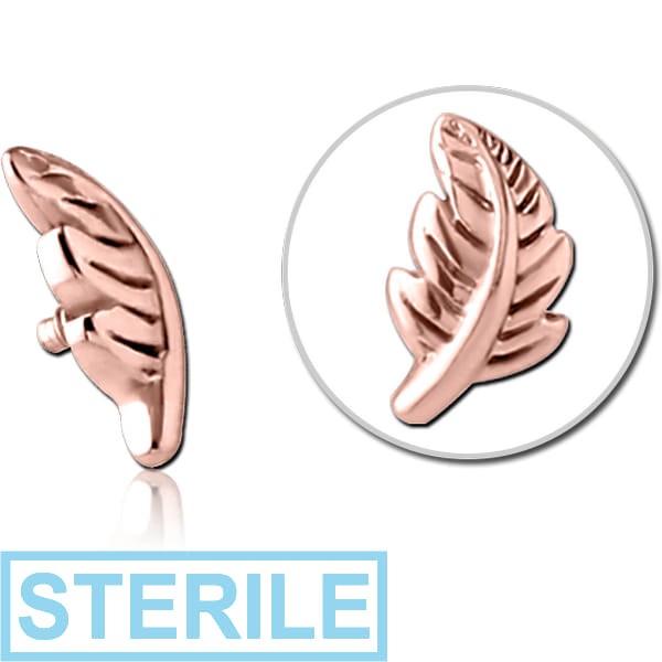 STERILE ROSE GOLD PVD COATED SURGICAL STEEL ATTACHMENT FOR 1.6MM INTERNALLY THREADED PINS - LEAF