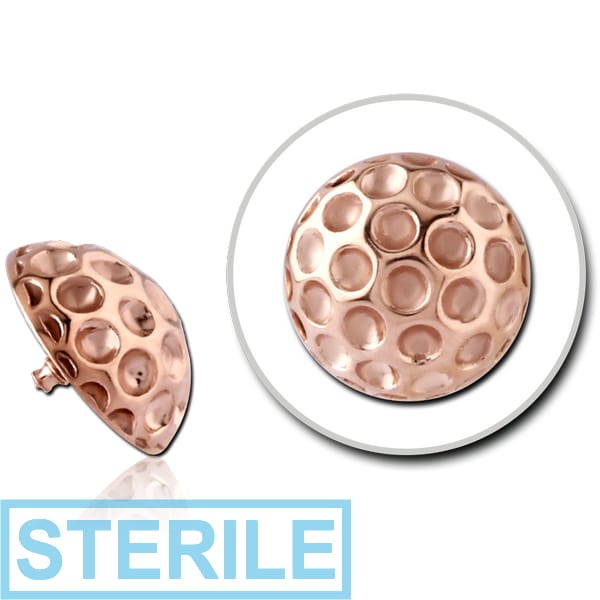 STERILE ROSE GOLD PVD COATED SURGICAL STEEL ATTACHMENT FOR 1.6MM INTERNALLY THREADED PINS - HAMMERED TEXTURE